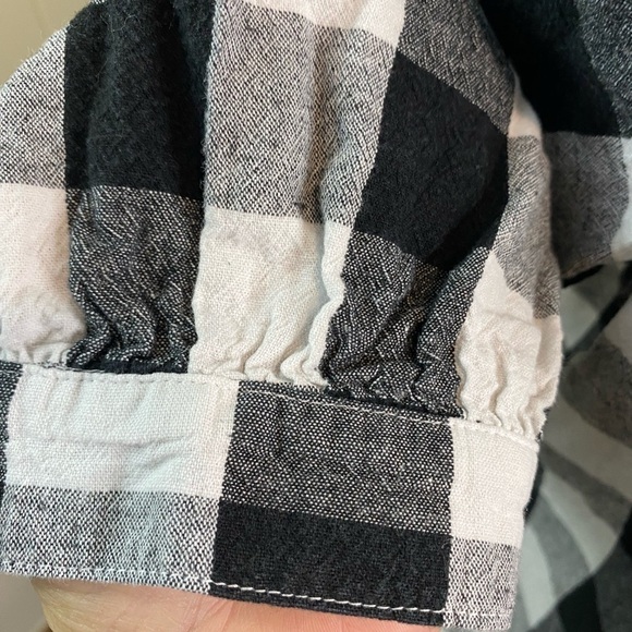 Time and Tru size small black gray white checkered 3/4 length sleeve casual - Picture 5 of 8